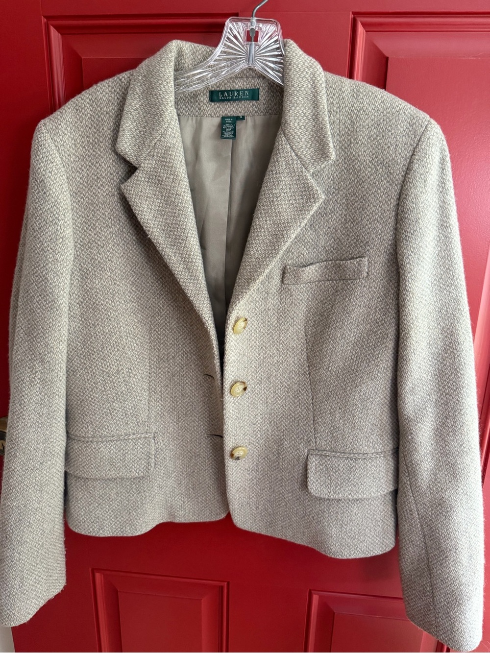 Lauren Ralph Lauren Women's Light Beige Tweed Blazer